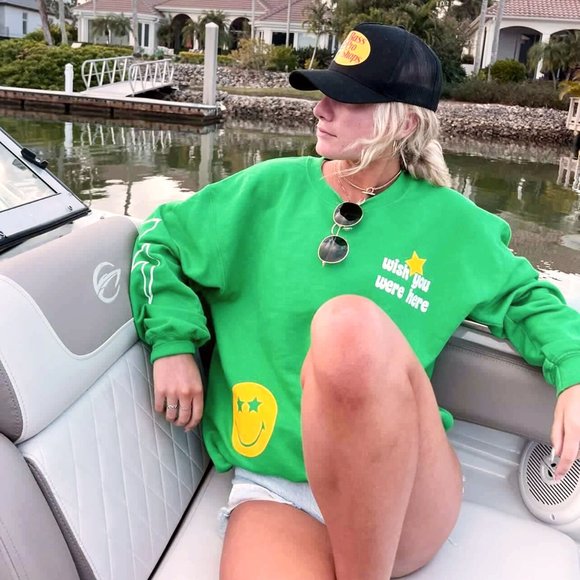 Green Smiley Star Lightning Bolt Sweatshirt - Picture 2 of 9